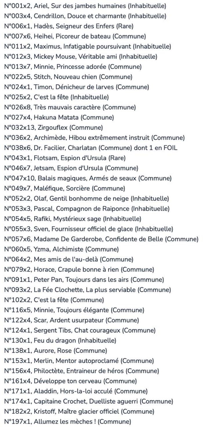 Lot de 156 cartes Chapitre 1 Lorcana 💫 - photo numéro 2