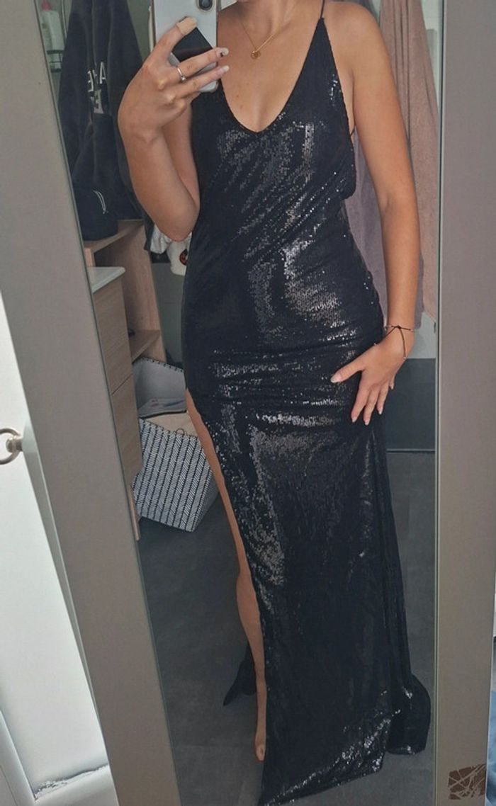 Robe de soirée longue dos nu sequin