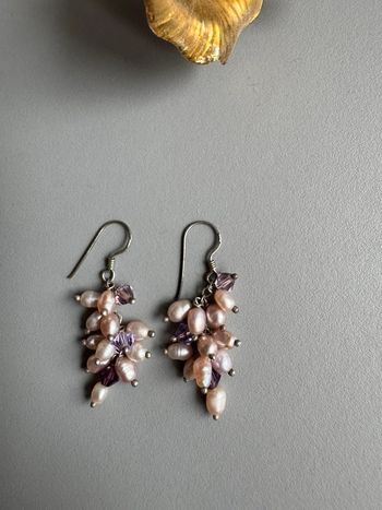 Boucles d’oreilles en argent 925, perles de culture & cristal – Élégance naturelle