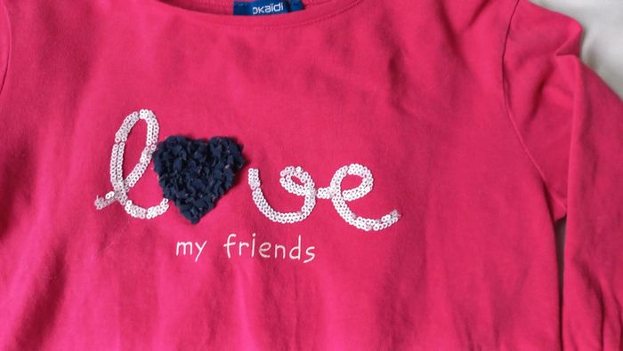 T-shirt rose LOVE t6ans okaidi - photo numéro 2