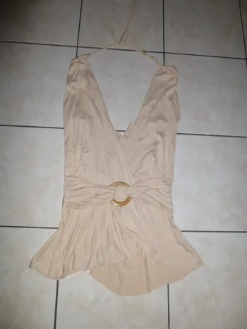 tunique dos nu ceintré beige taille 38 / 40