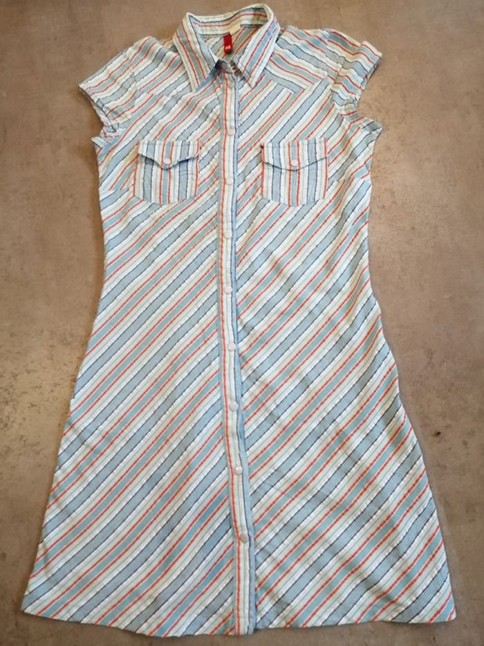 Robe rayée bleu, orange et blanche Talle 38
