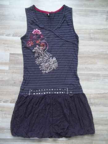 Robe jupette dentelle rayée grise Orchestra 14 ans