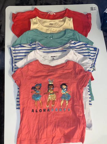lot de six T-shirts à manches courtes pour filles