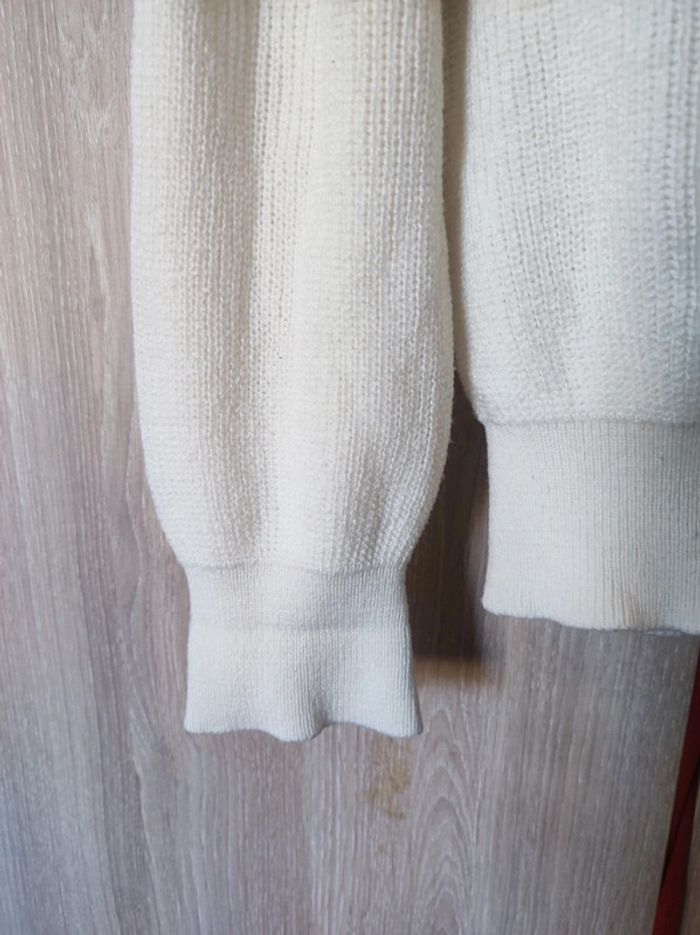 Pull blanc maille rayure multicolore 8 ans BPC - photo numéro 4