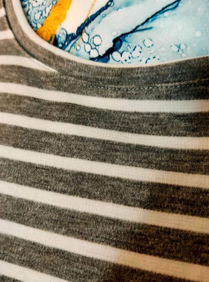 Robe b.young rayée gris et blanc, 23% viscose, coupe droite, allure casual chic - photo numéro 3