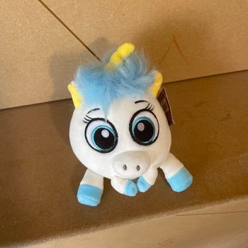 Peluche licorne bleu ronde