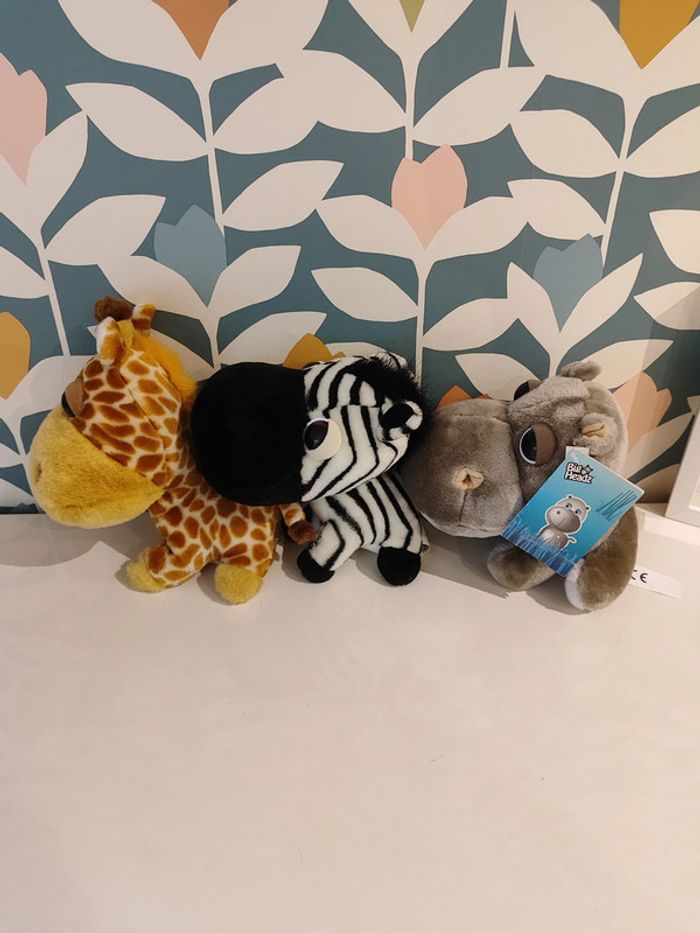 Peluche zèbre girafe hippopotame Big headz - photo numéro 2