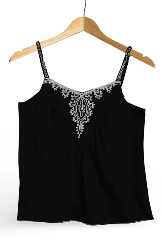 Top court dentelle brodée noir et blanc Mystic Taille 3 - photo numéro 2