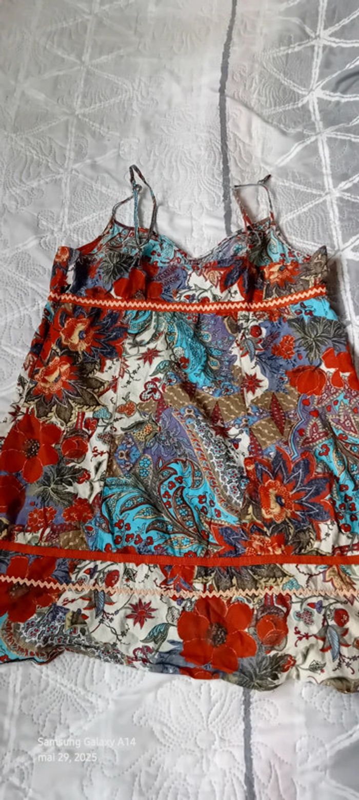 Tunique longue fines bretelles motif floral avec paillettes bordeaux femme 38/40 promod - photo numéro 19