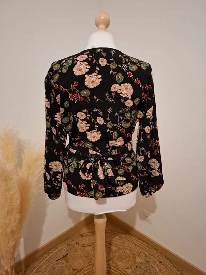Blouse noire portefeuille Fleurie Anna karel taille S 36 - photo numéro 10