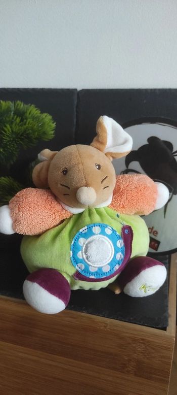 Souris Kaloo doudou boule vert et orange escargot  Peluche Violet Marron Pois