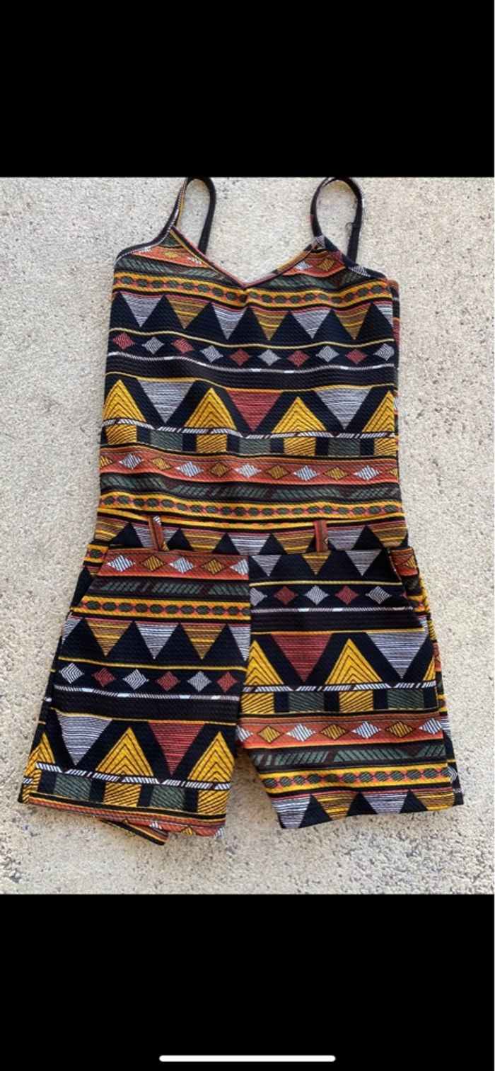 Combishort imprimé multicolore et noir