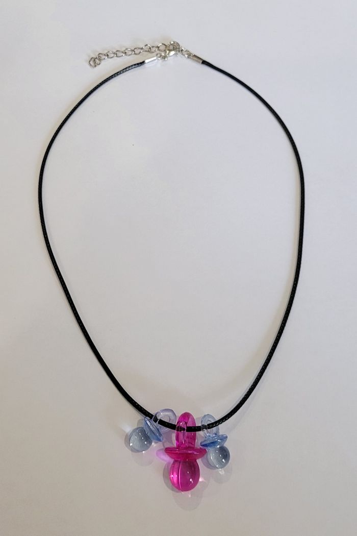 collier totoche des années 90 rose foncé bleu clair ! NEUF ! - photo numéro 4
