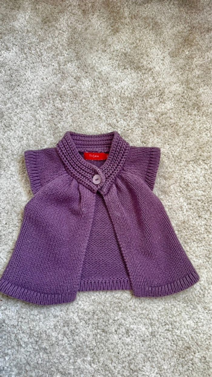 Gilet violet en laine épaisse Tissaia – 3 mois