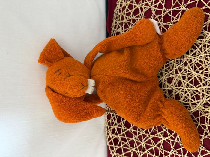 Peluche Lapin KIK. ERIK.I Orange et blanc poils ras 32 cm - photo numéro 4