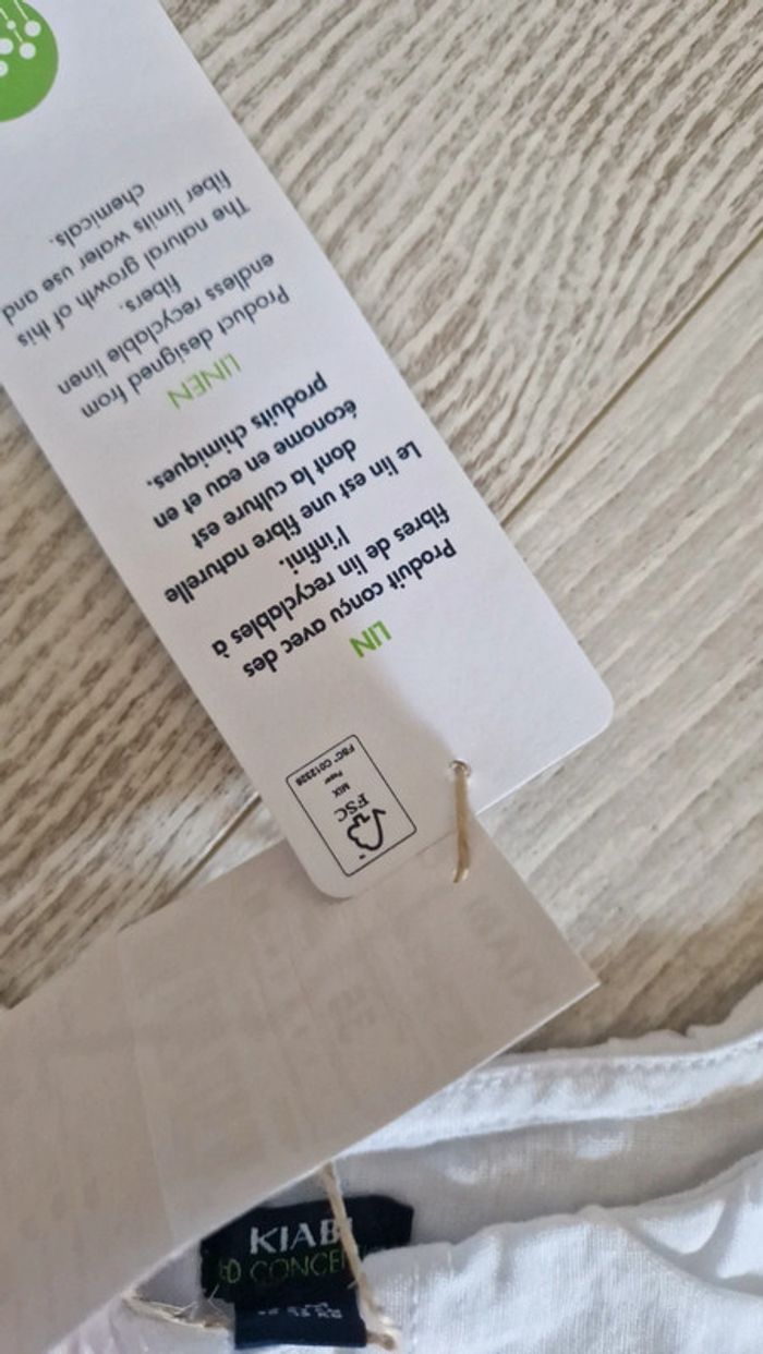 Superbe blouse / chemisier sans manches blanc en lin Kiabi neuf avec 🏷 36 mois - photo numéro 4