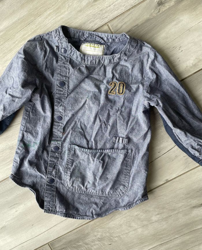 Beau tablier T 3 ans Vert Baudet gris bleu