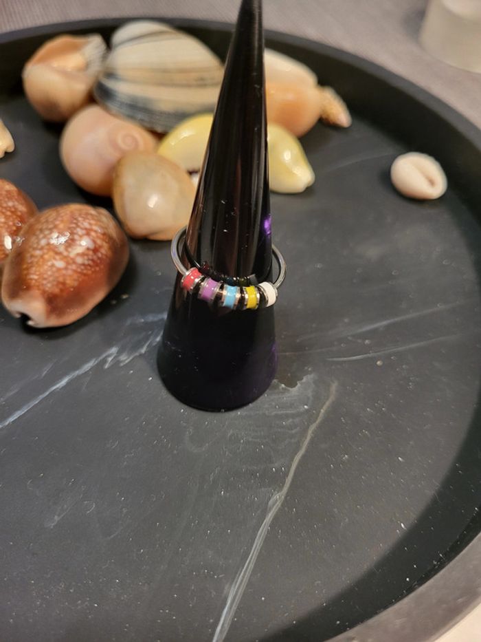 Bague acier inoxydable versicolore neuve ajustable - photo numéro 5