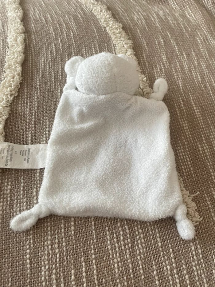 Peluche doudou plat 22cm ikks ours blanc et gris très bon état - photo numéro 4