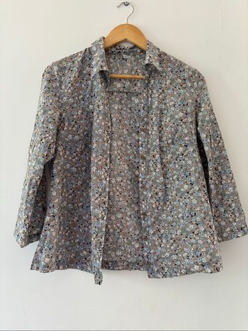 Chemisier fleuris bleu gris