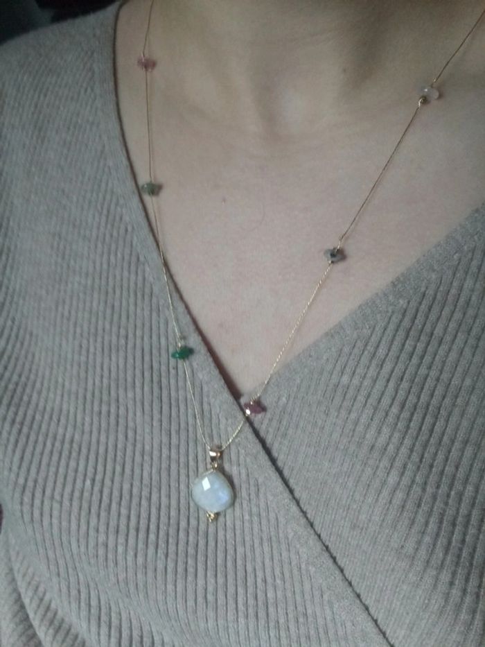 Collier sautoir avec pierres naturelles semi précieuses - photo numéro 2