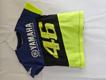 T-shirts manches courtes 3/4 ans Yamaha Factory Racing VR46  Bleu marine noir jaune Logo Yamaha 46