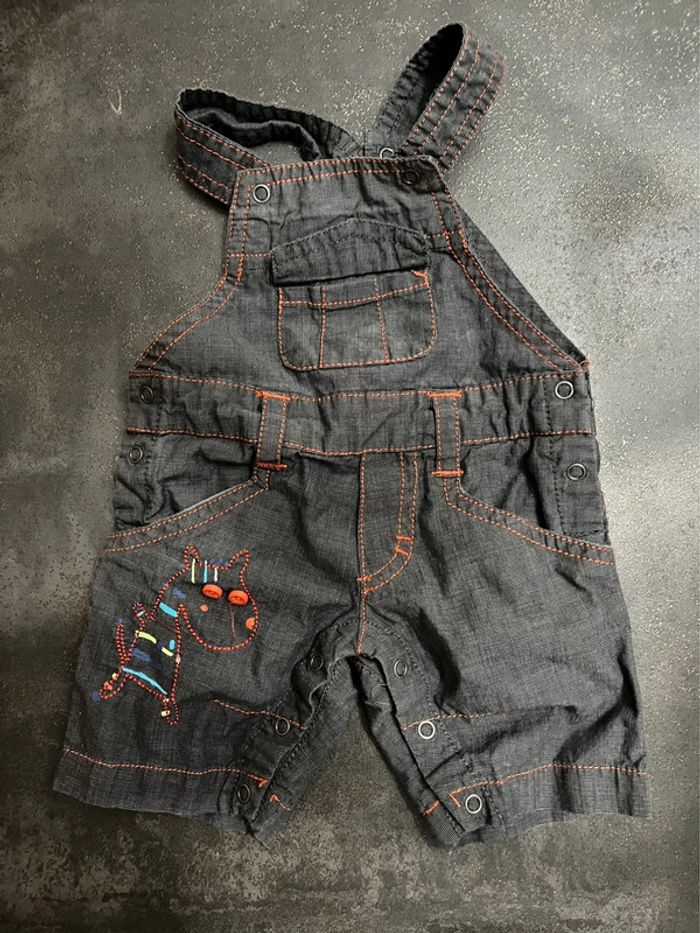 Ensemble bébé Orchestra salopette courte et teeshirt manches courtes taille 1 mois - photo numéro 2