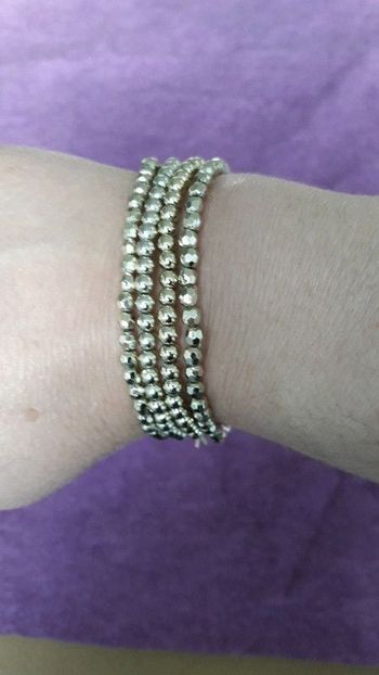 Lot 4 bracelets fantaisie élastique argenté