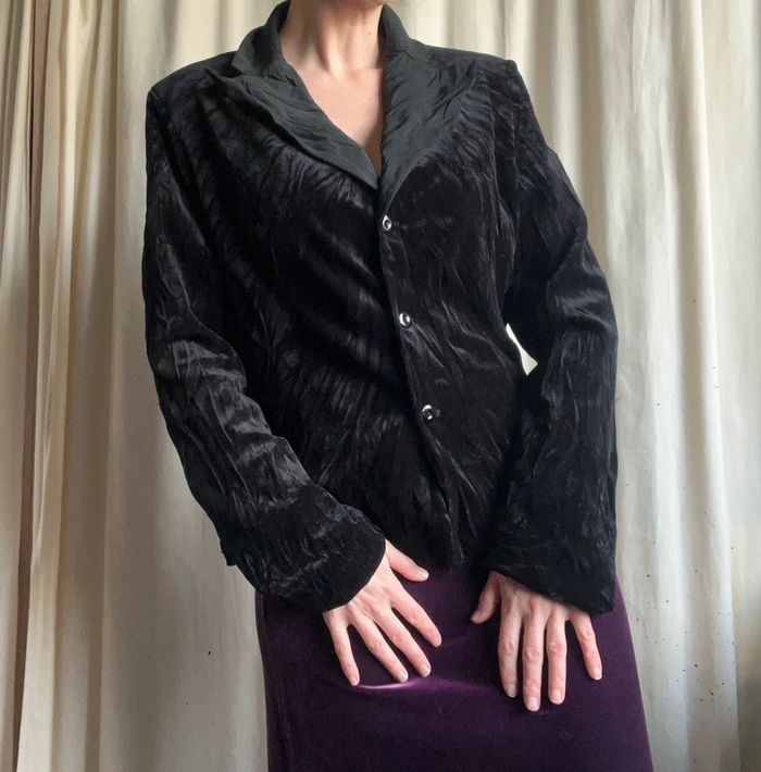 Blazer velours noir Goth 90s 🦇 vintage - Taille M/L - photo numéro 5