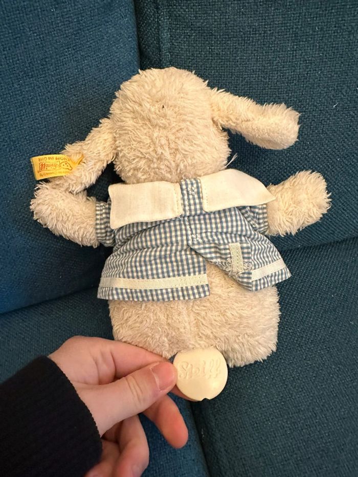 NEUF Peluche musicale Agneau Mouton Steiff tablier doudou berceuse 20cm collection - photo numéro 5