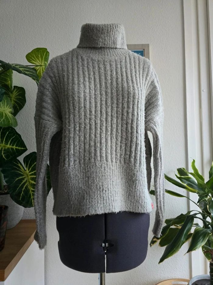 Pull gris chiné col roulé côtelé - Superdry - taille 40 - L