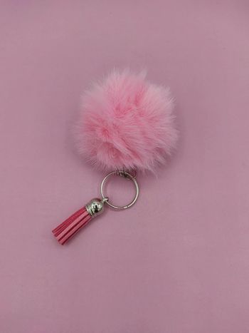 porte-clés pompon rose