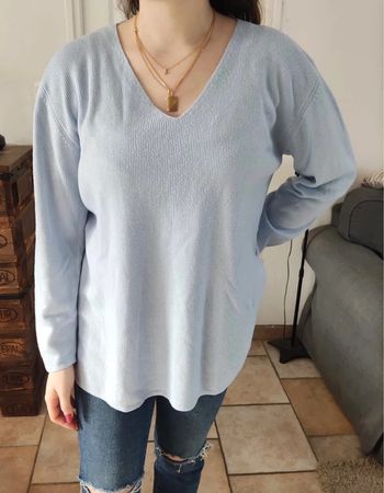 Pull fin bleu L (111)