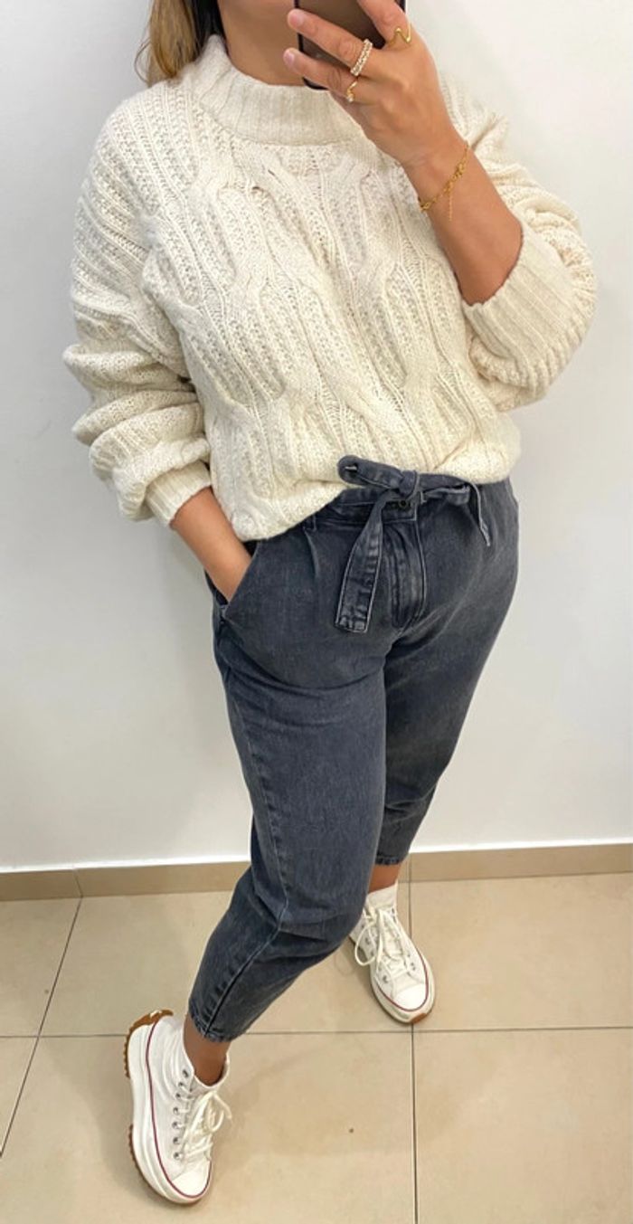 Superbe Pull Crème Torsadée Taille 38 - photo numéro 2