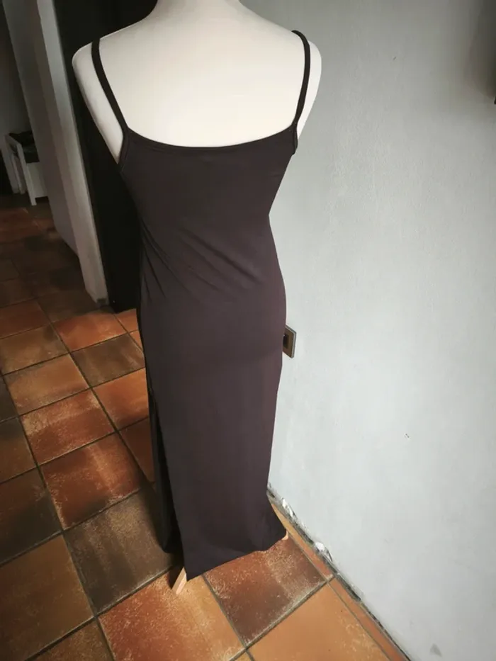 Robe longue marron moulante pour femme - photo numéro 3