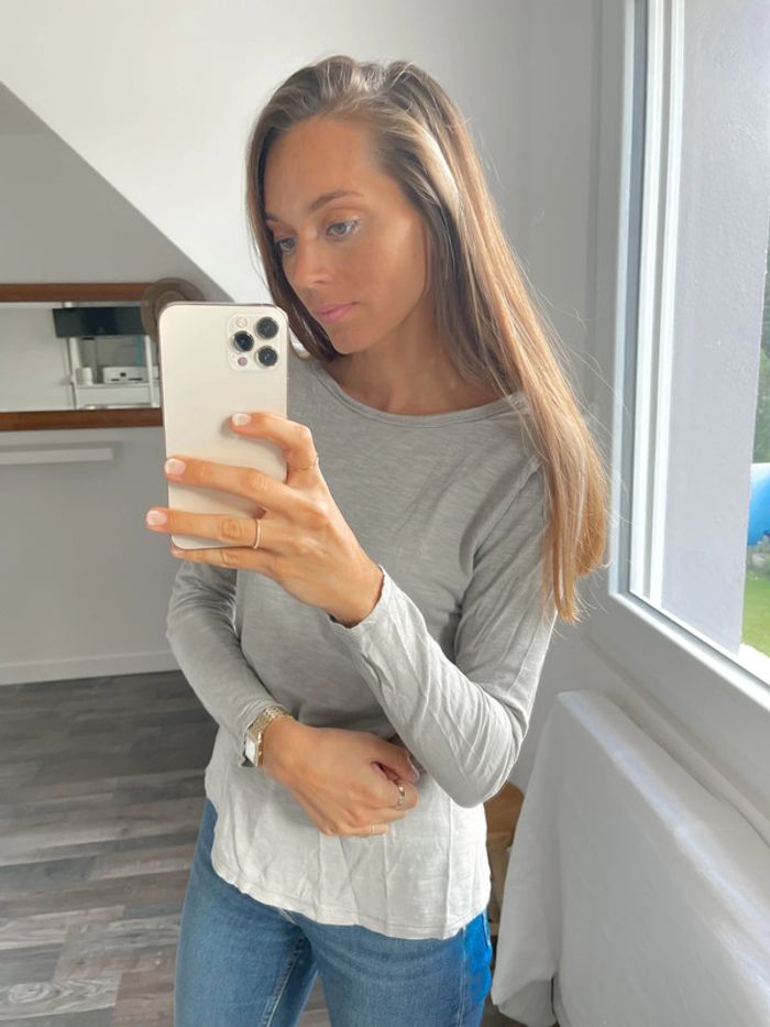 Haut manches longues gris Zara - photo numéro 2