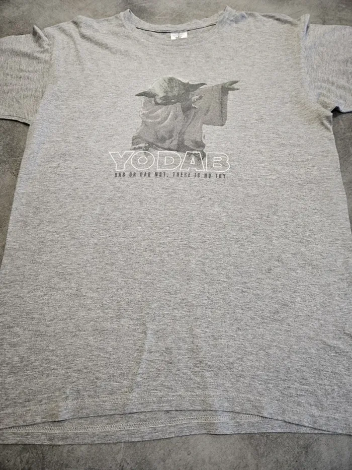 T-shirt manches courtes homme - Taille M / 38 - B&C (Star Wars) - Gris floqué Yoda - photo numéro 5