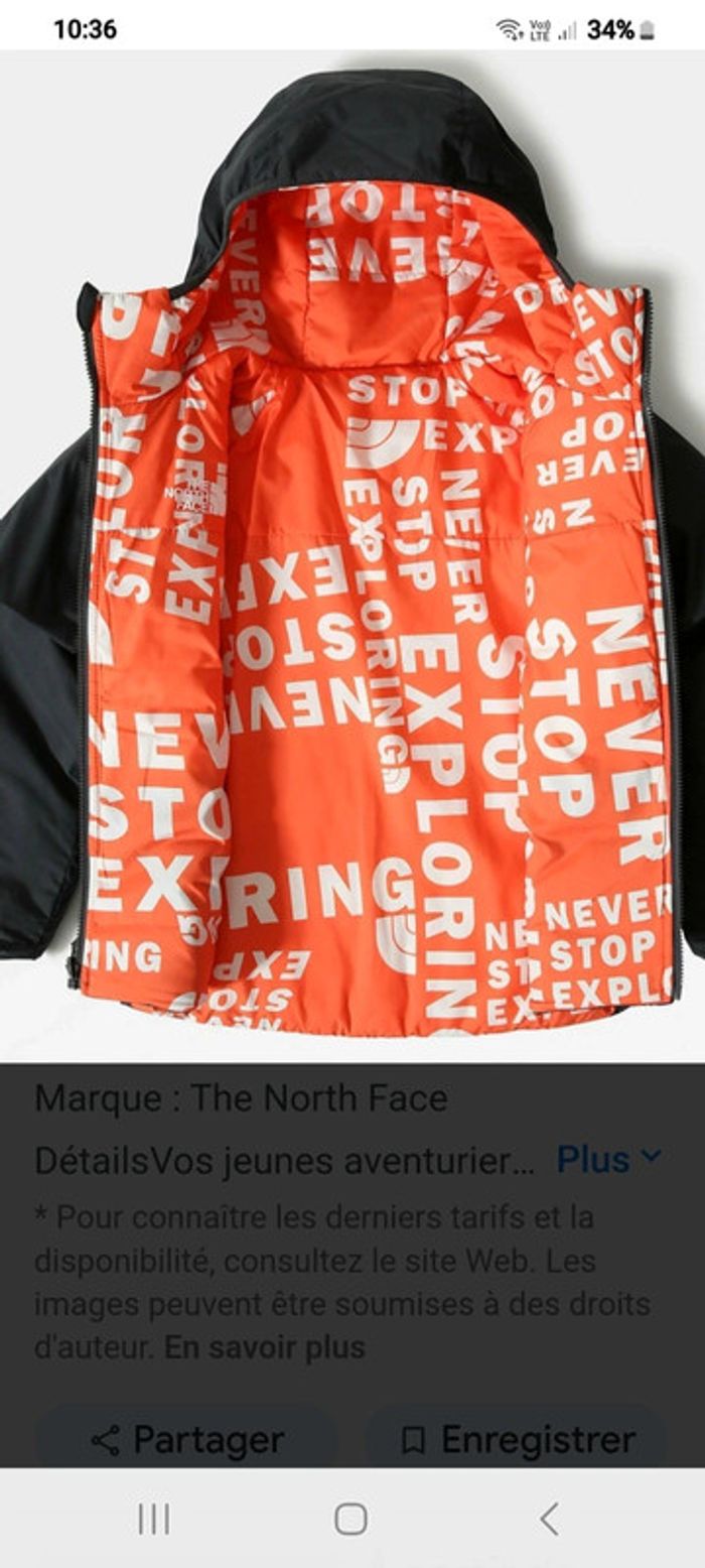 Blouson réversible  The North Face M 10 ans authentique noir / orange tbe - photo numéro 3