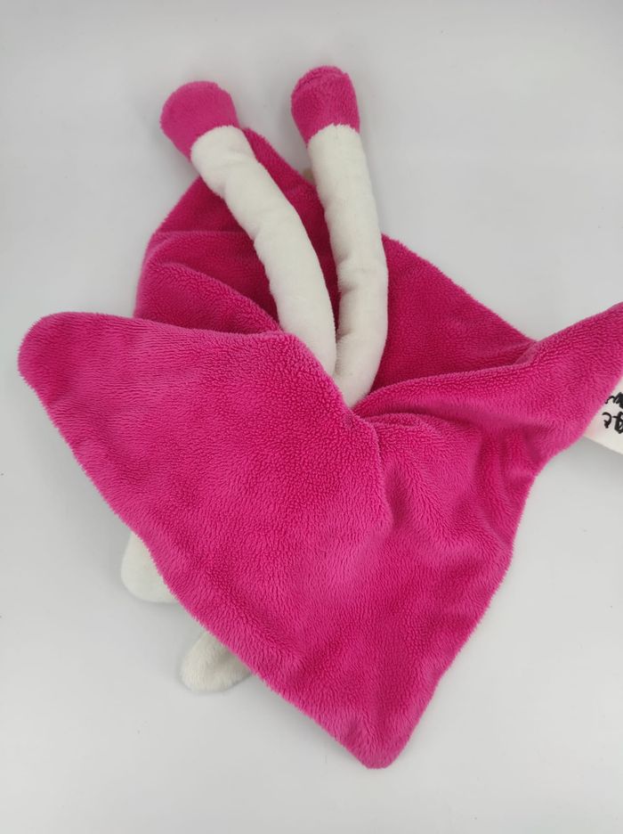 Doudou Plat Lapin Rose et Blanc Obaïbi - photo numéro 4