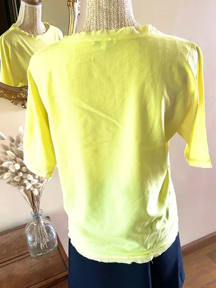 Sublime blouse chemise manche 3/4 à col rond jaune - photo numéro 13