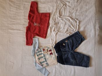 Lot 4 pièces 3 MOIS alphabet jean pull tee-shirt et body