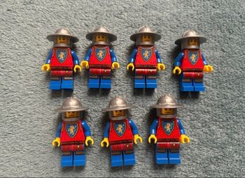 Lot de 7 minifigurines lego castle lion Knight male avec flat sliver broad brim helmet