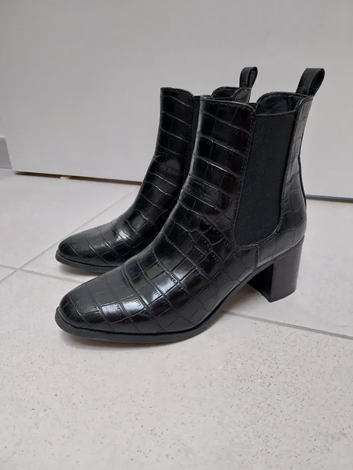 Bottines à talons noires La Halle 37
