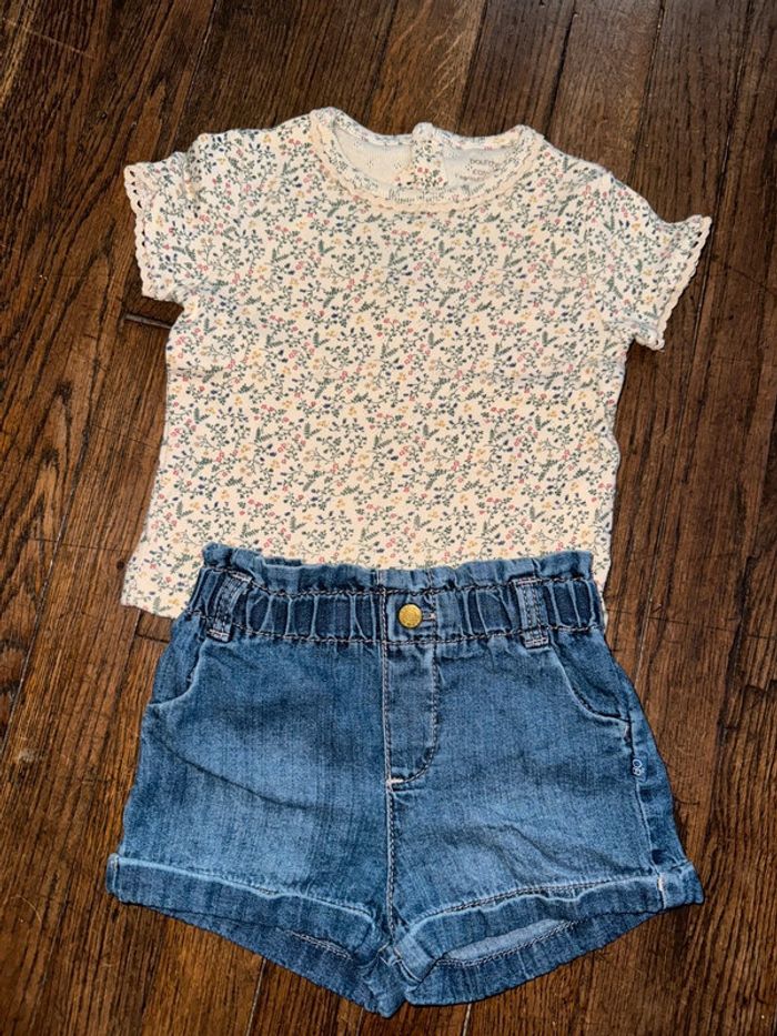 T-shirt Bout’chou et short okaidi 9 mois
