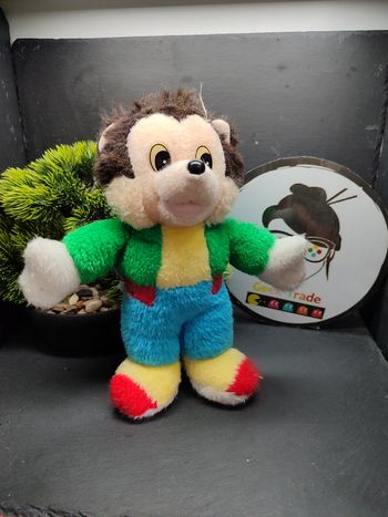 Ancienne peluche P'tit loup disney nounours vintage vert bleu jaune rouge Noir