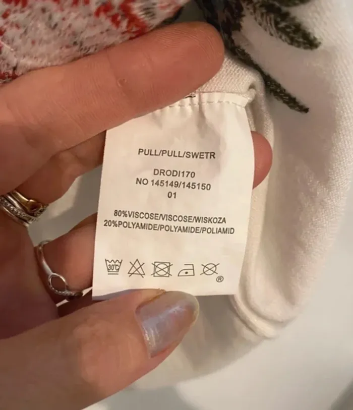 Pull blanc brodé fleuri – RIU Paris – Taille 1 - photo numéro 7