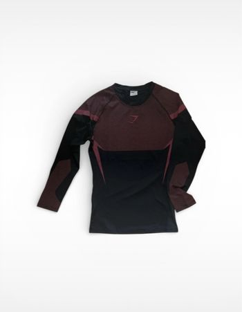 Gymshark Onyx 5.0 Seamless Long Sleeve T-Shirt - Black/Red Taille S