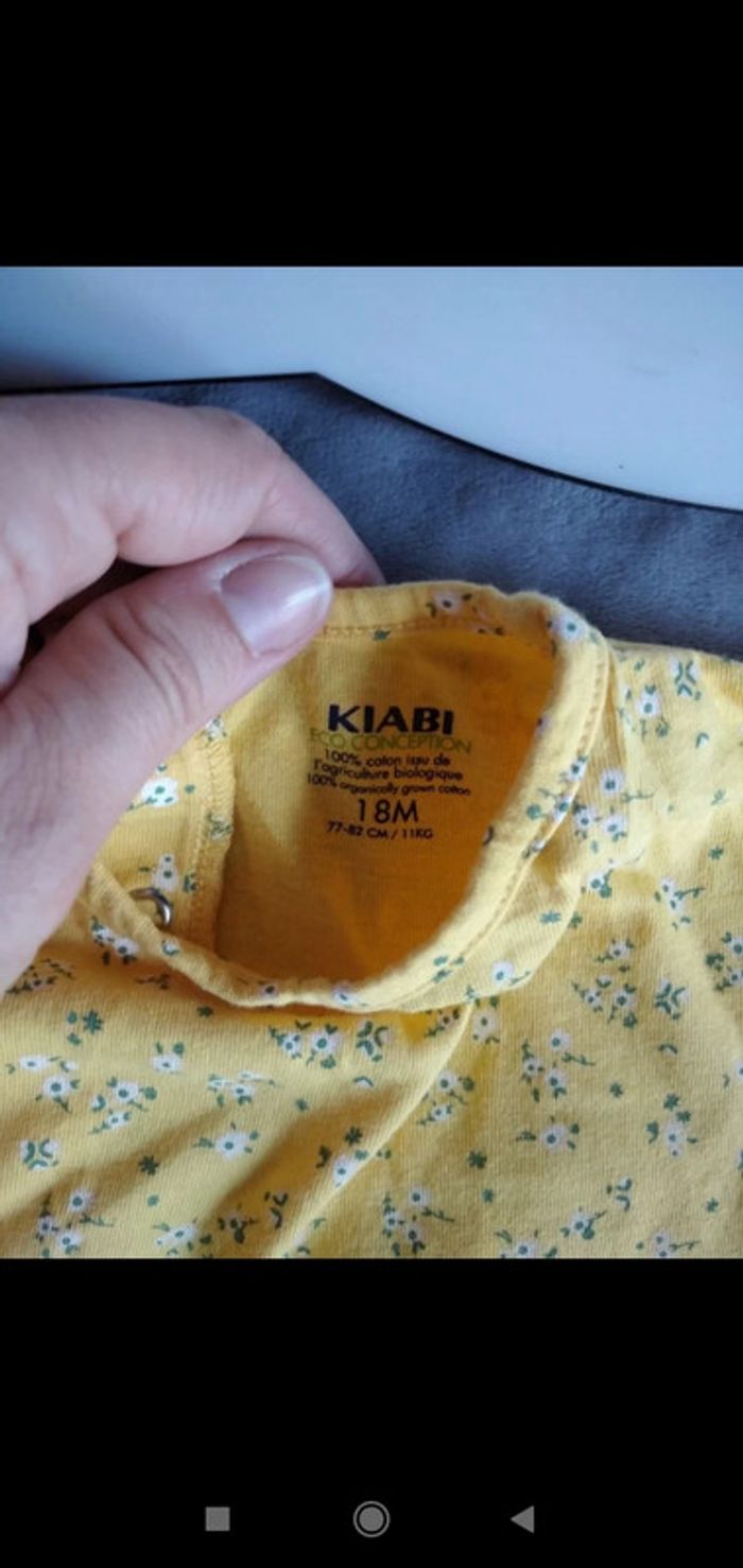 Tee shirt chemise sans manche Fille 18 mois Kiabi Eco conception 100% coton jaune à fleurs blanches - photo numéro 7