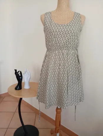 Robe chic cocktail motif zèbré femme s/m 78cm longueur robe d'été